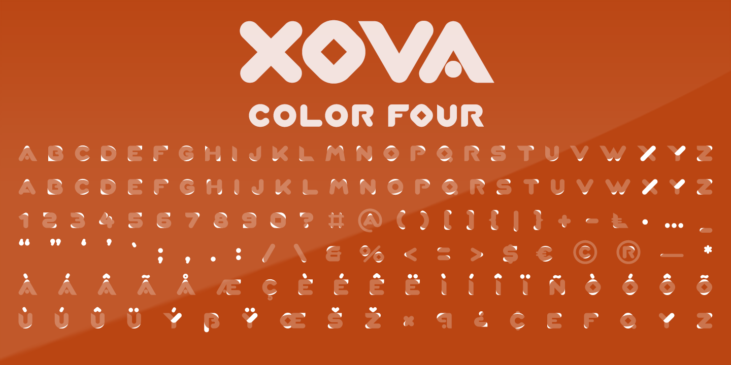 Пример шрифта Xova Layered BASE